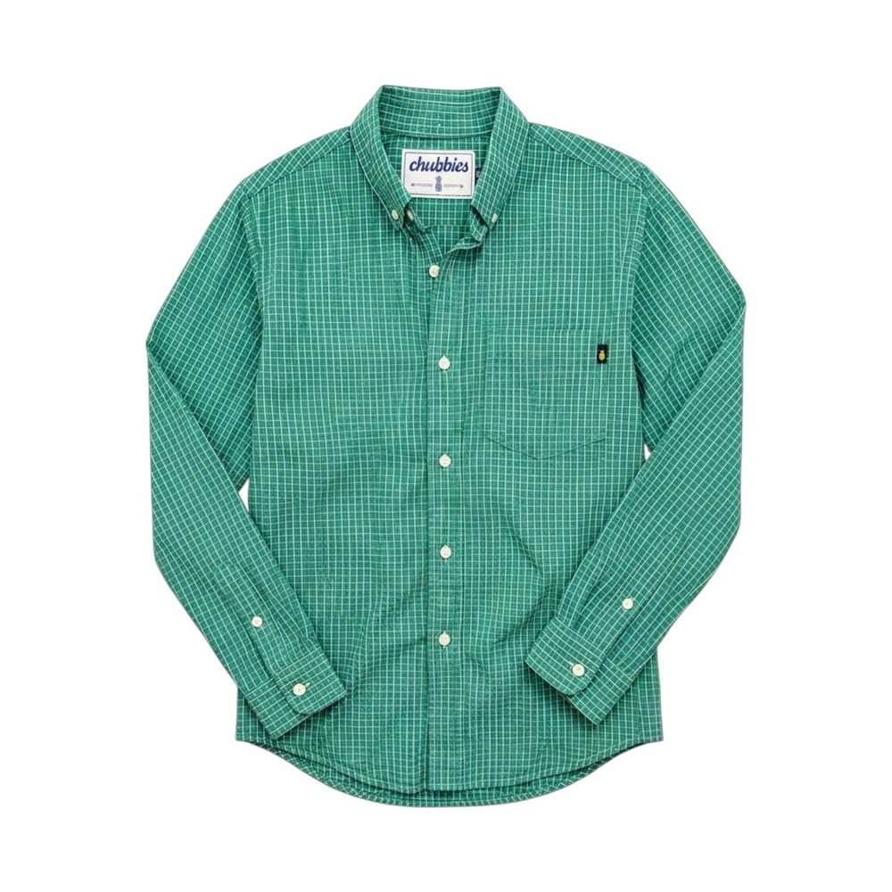 Chubbies Men's Green Check Button Down Shirt Long Sleeve Size Medium